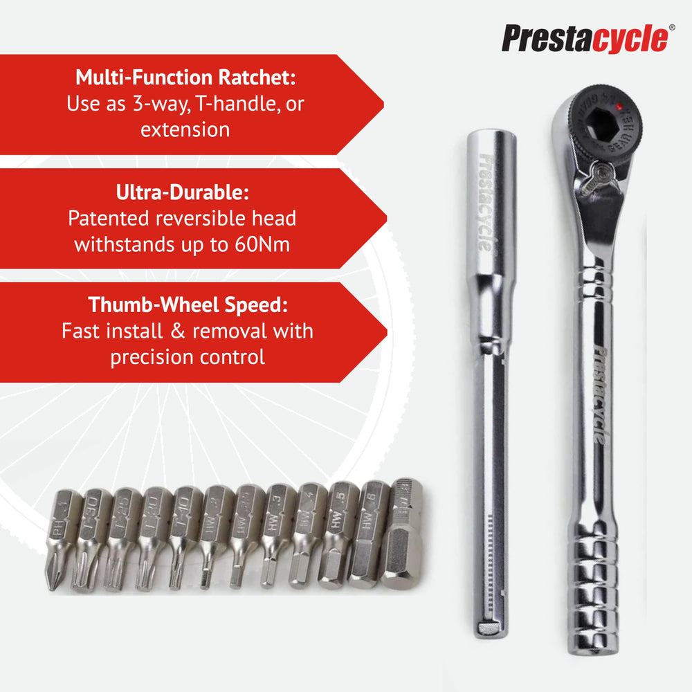 Prestacycle extension installed as T-handle illustrating improved leverage and comfort