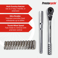 Prestacycle extension installed as T-handle illustrating improved leverage and comfort