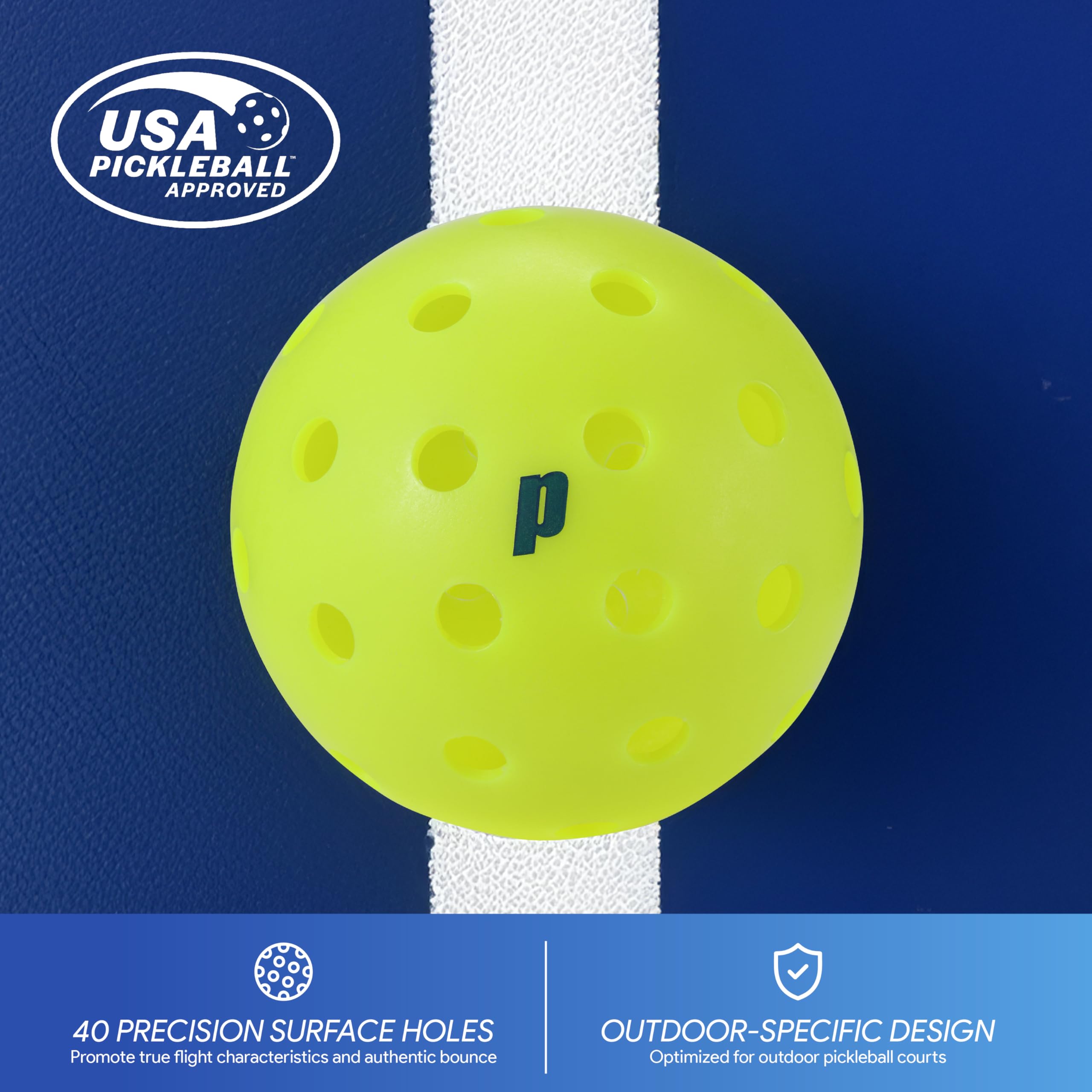 Prince close-up of ball texture and holes showing durable construction benefit
