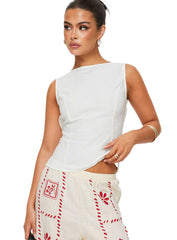 Princess Polly front view showing clean boat neckline and versatile styling benefit