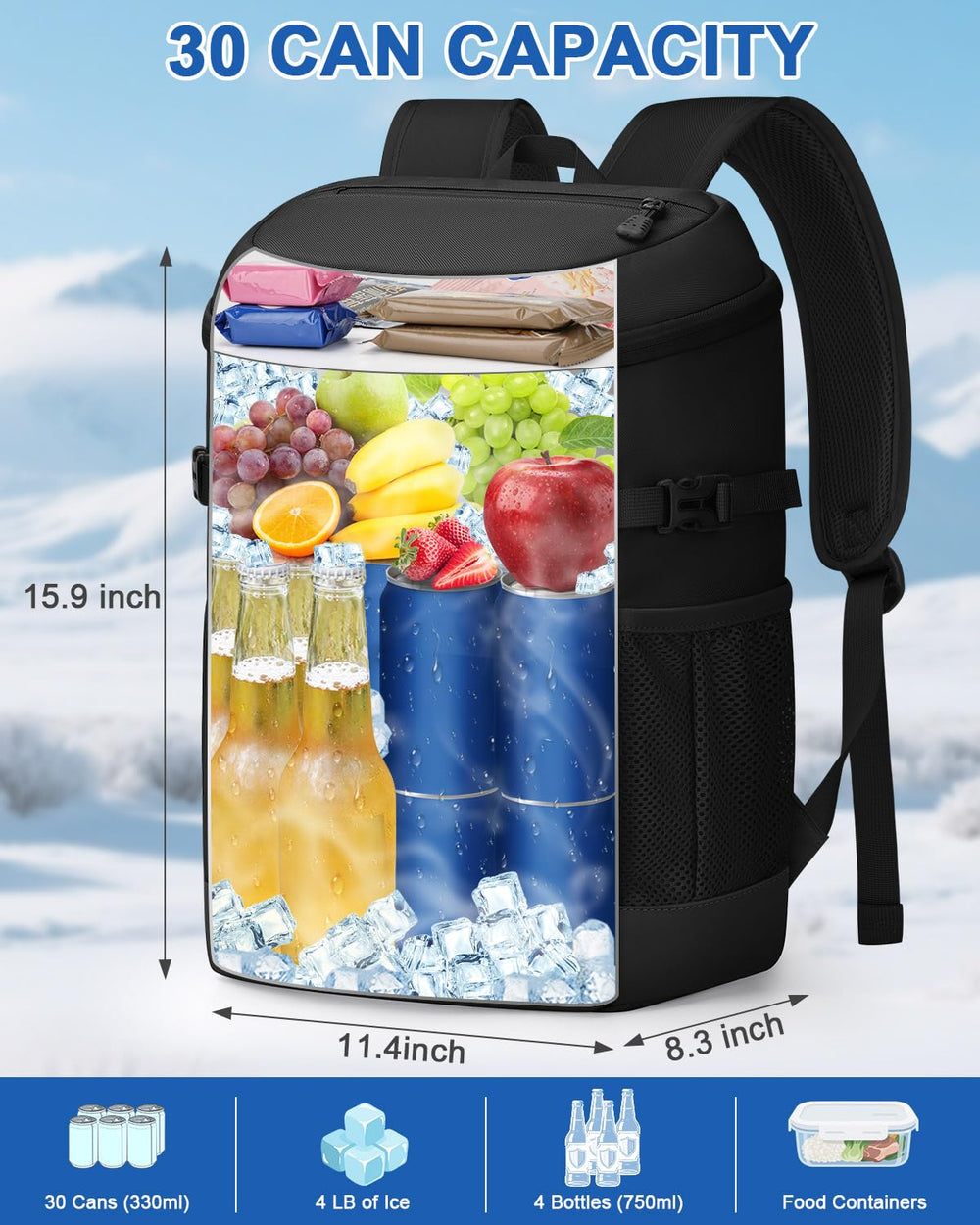 Pritent cooler backpack in use at beach showing temperature retention benefit outdoors