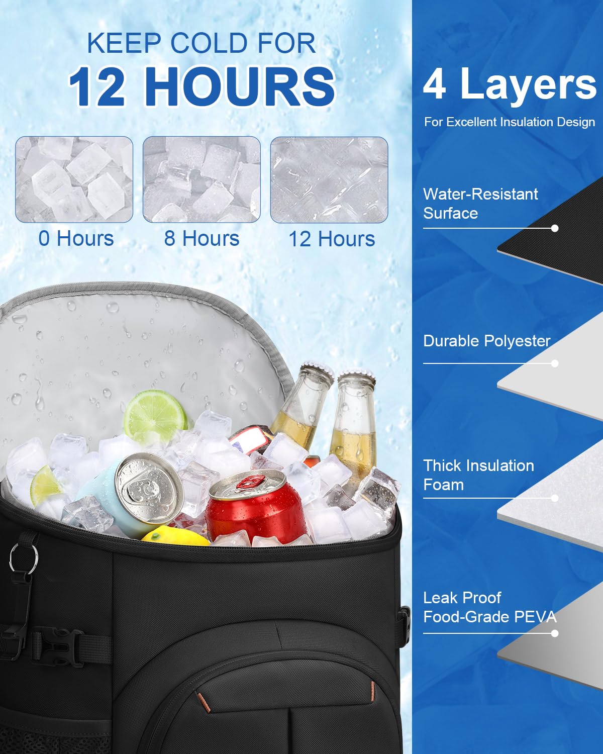 Pritent side mesh pockets holding bottles demonstrating quick-grab storage benefit