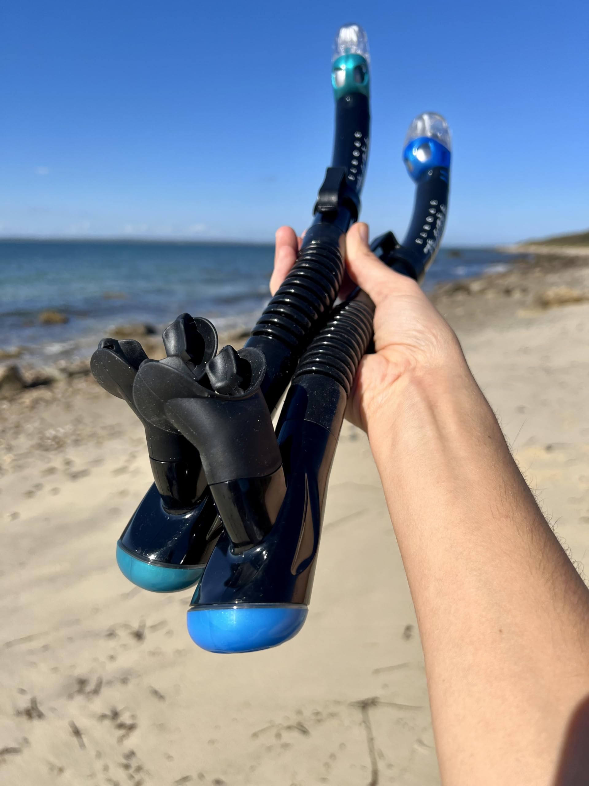 Pro Shot snorkel packed in travel bag highlighting lightweight compact design