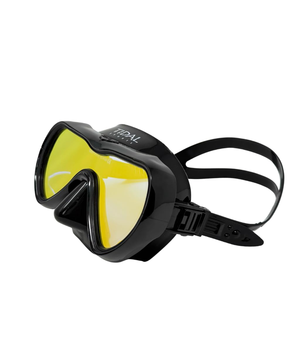 Pro Shot tidal mask front view showing wide tinted tempered glass lens benefit clear vision