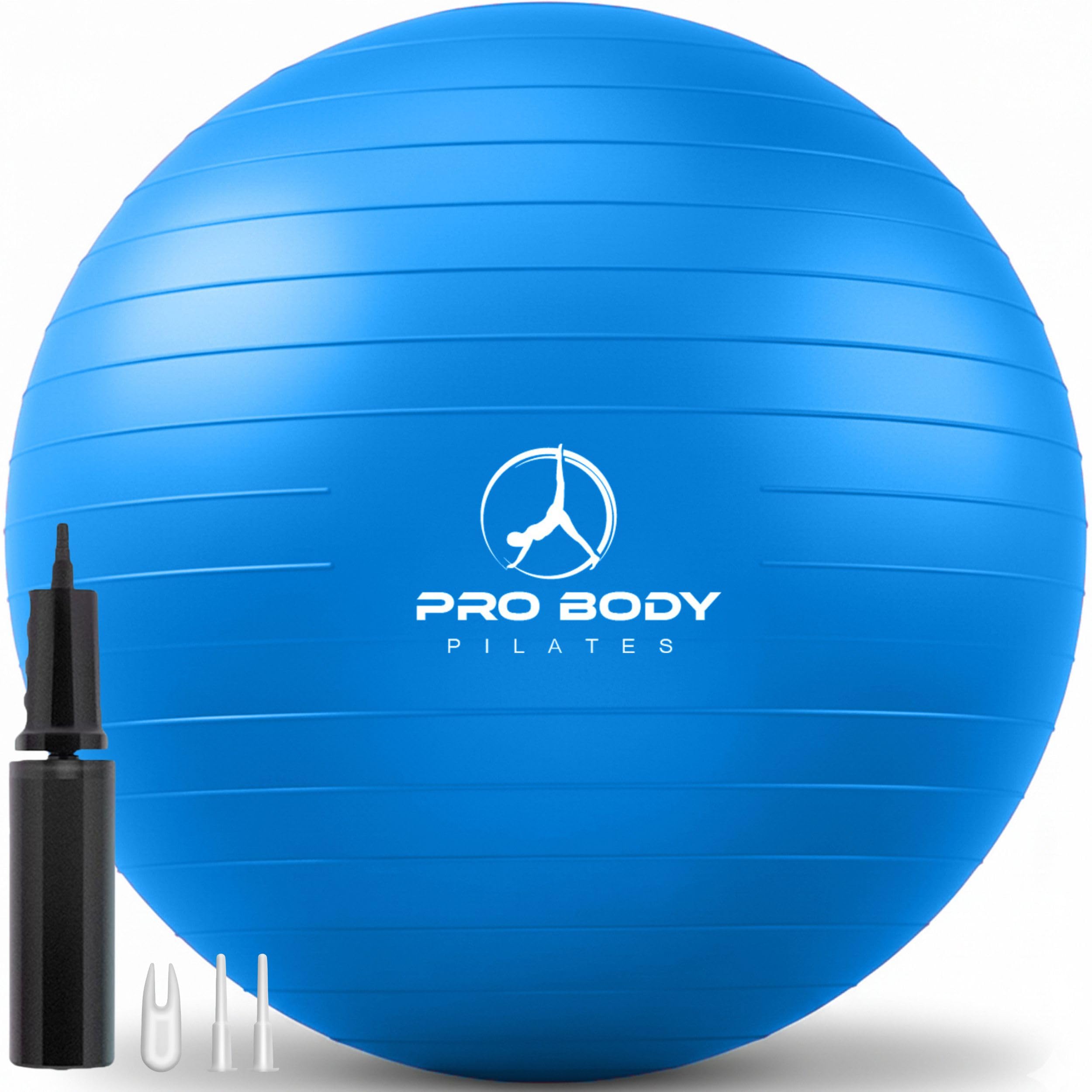 ProBody Pilates 45 cm front view showing compact blue ball for correct posture