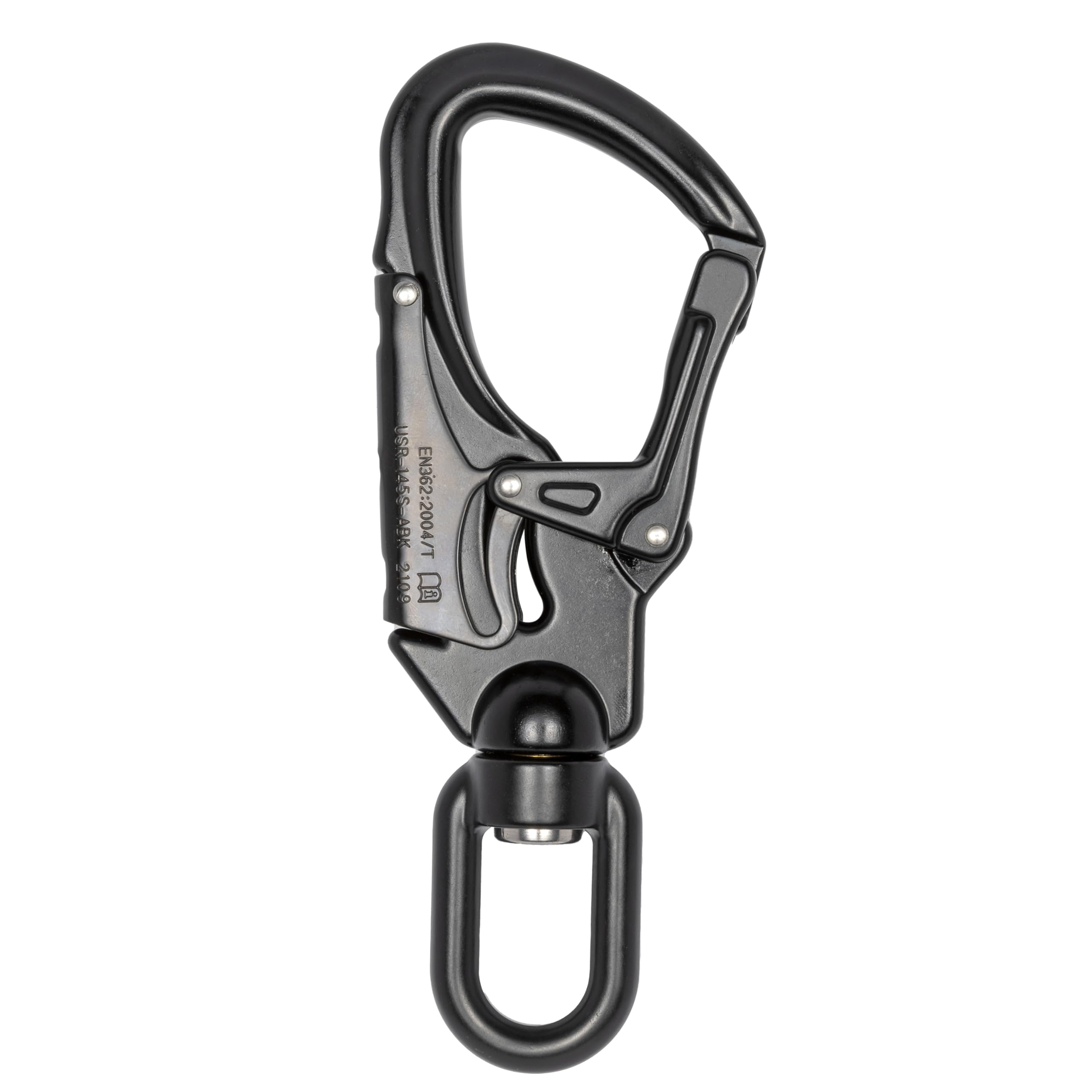 ProClimb carabiner front view showing clip and robust profile for reliable connection