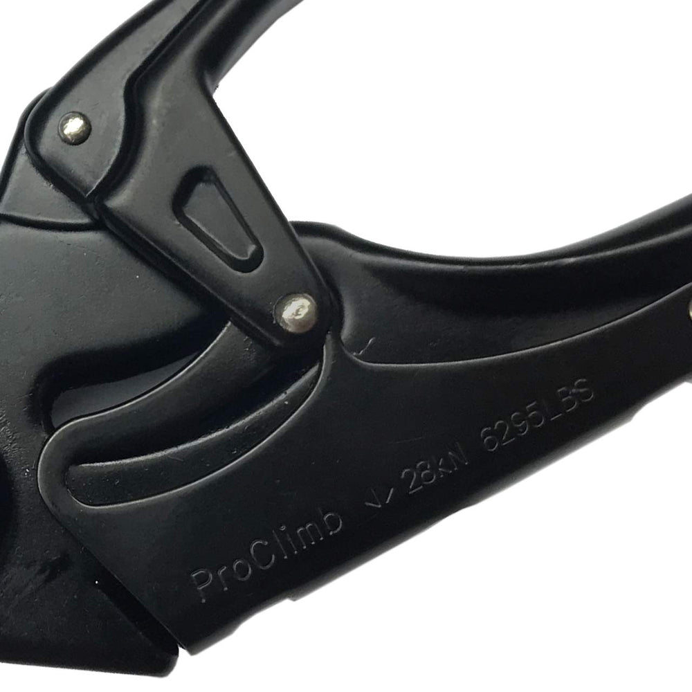 ProClimb carabiner in use on climbing setup demonstrating quick, dependable clipping
