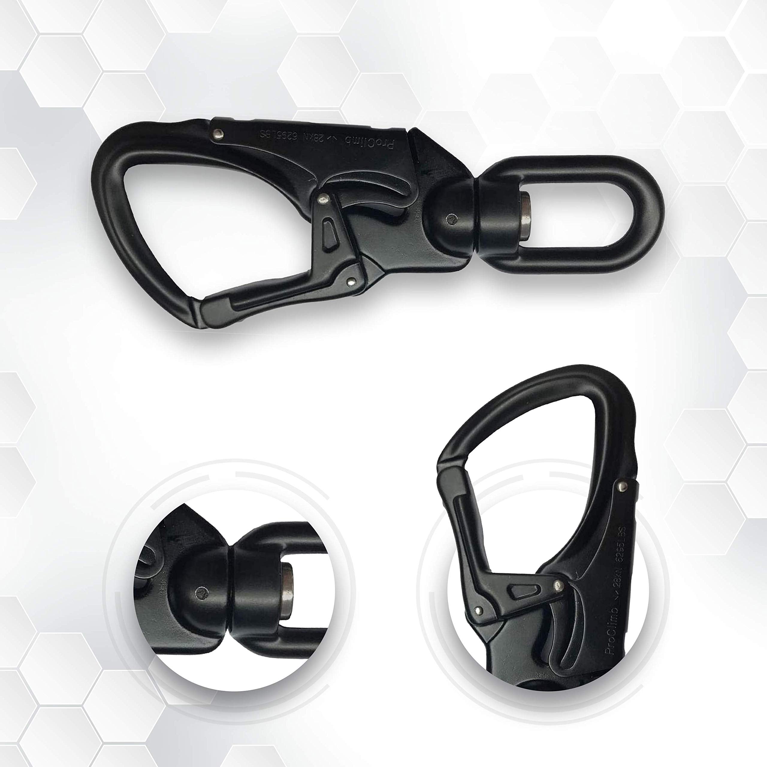 ProClimb carabiner held in hand for scale showing lightweight strength advantage