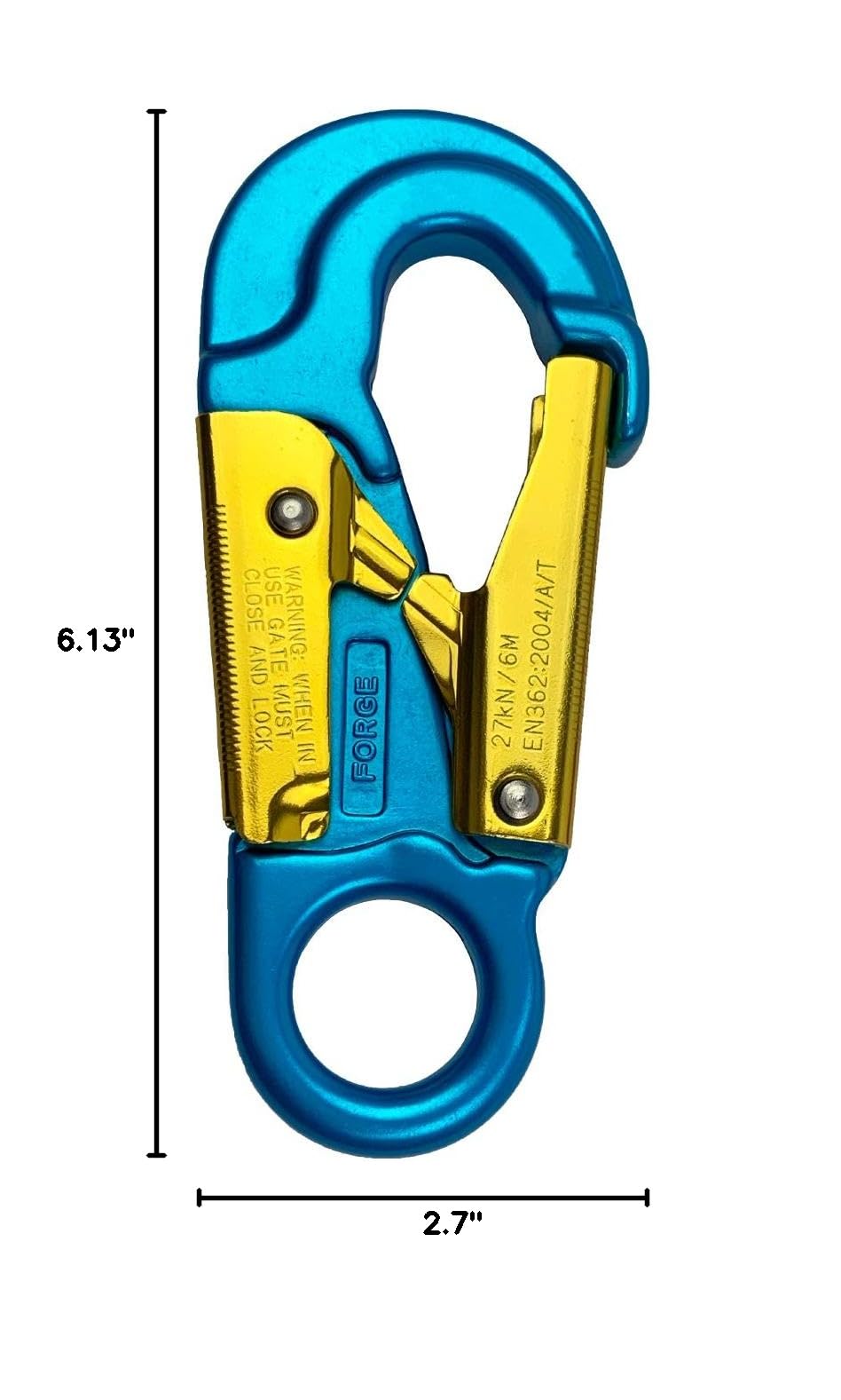ProClimb stamped label showing 27 kN rating and workplace approvals for compliant use