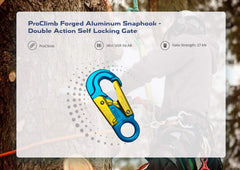 ProClimb snaphook held in hand to show 157 mm scale and ergonomic handling for faster work