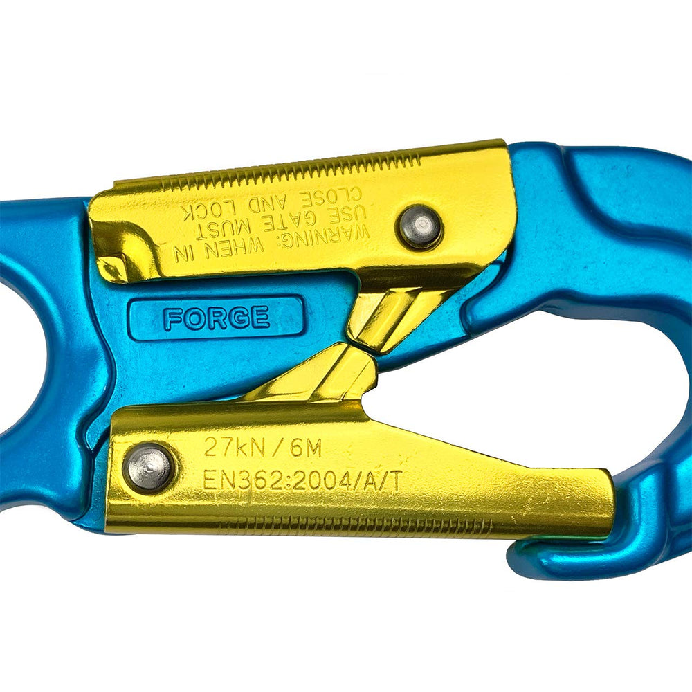 ProClimb snaphook attached to rigging slings illustrating compatibility with ropes and hardware