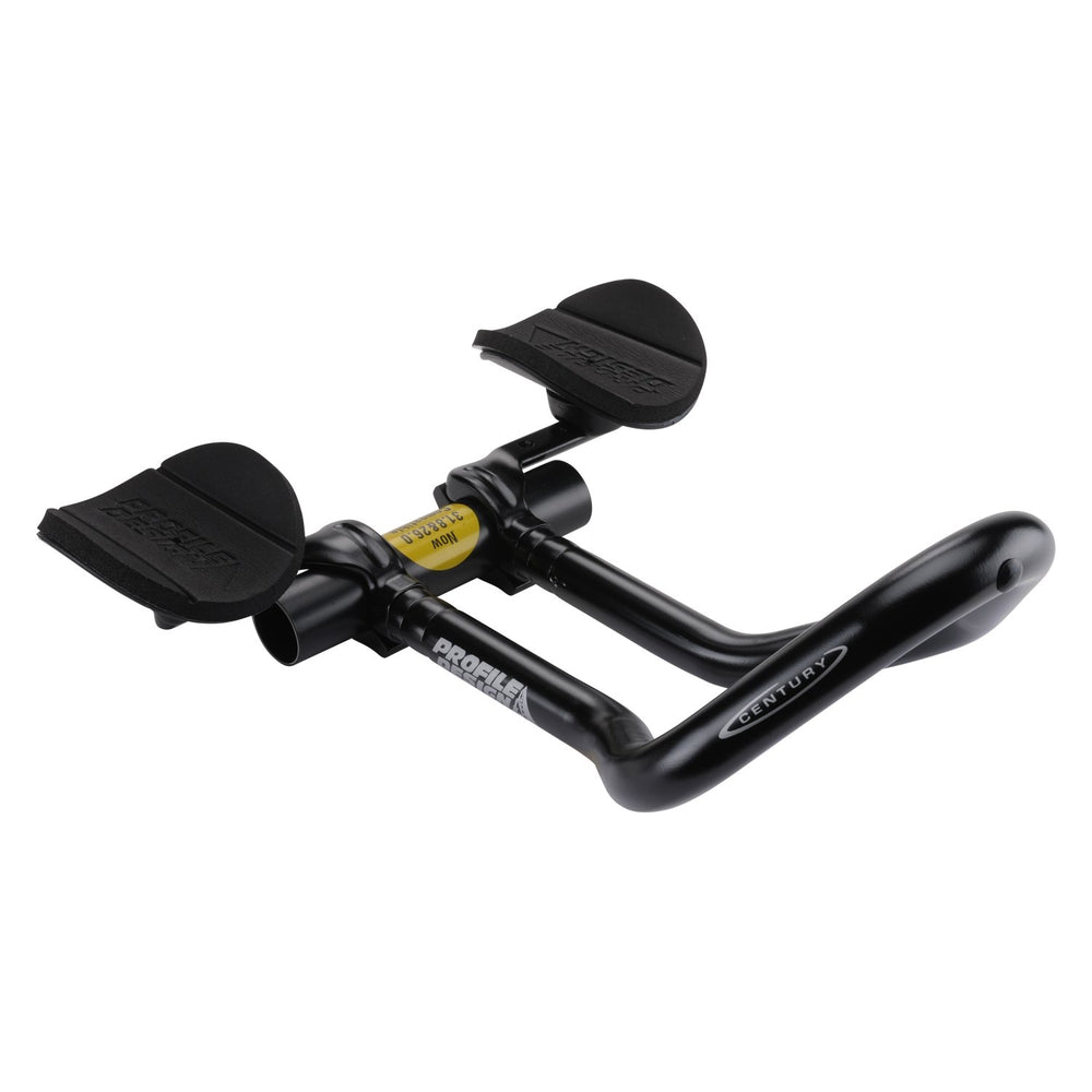 Profile Design Century Aero Bar front view showing sleek black finish and aerodynamic shape, improves cockpit aerodynamics