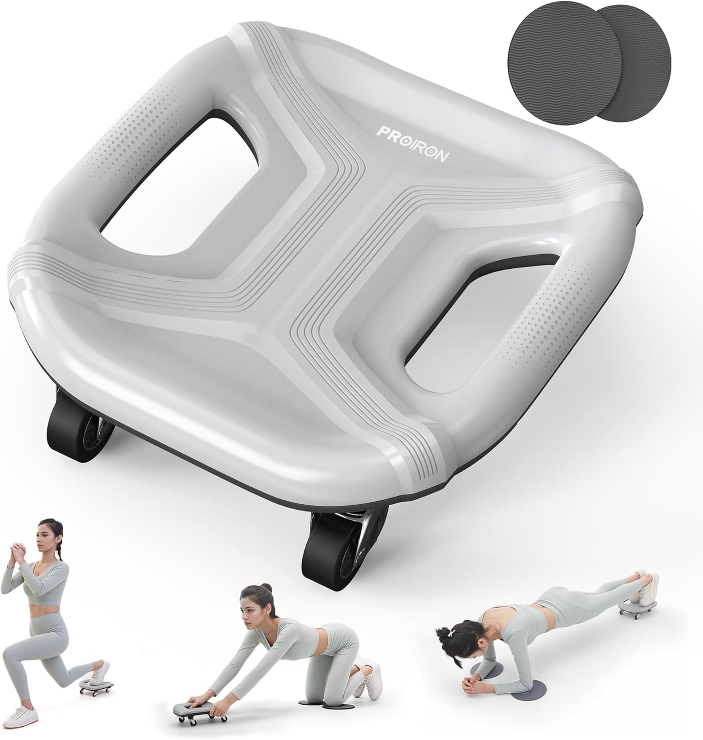 PROIRON ab roller front view showing stability and compact design