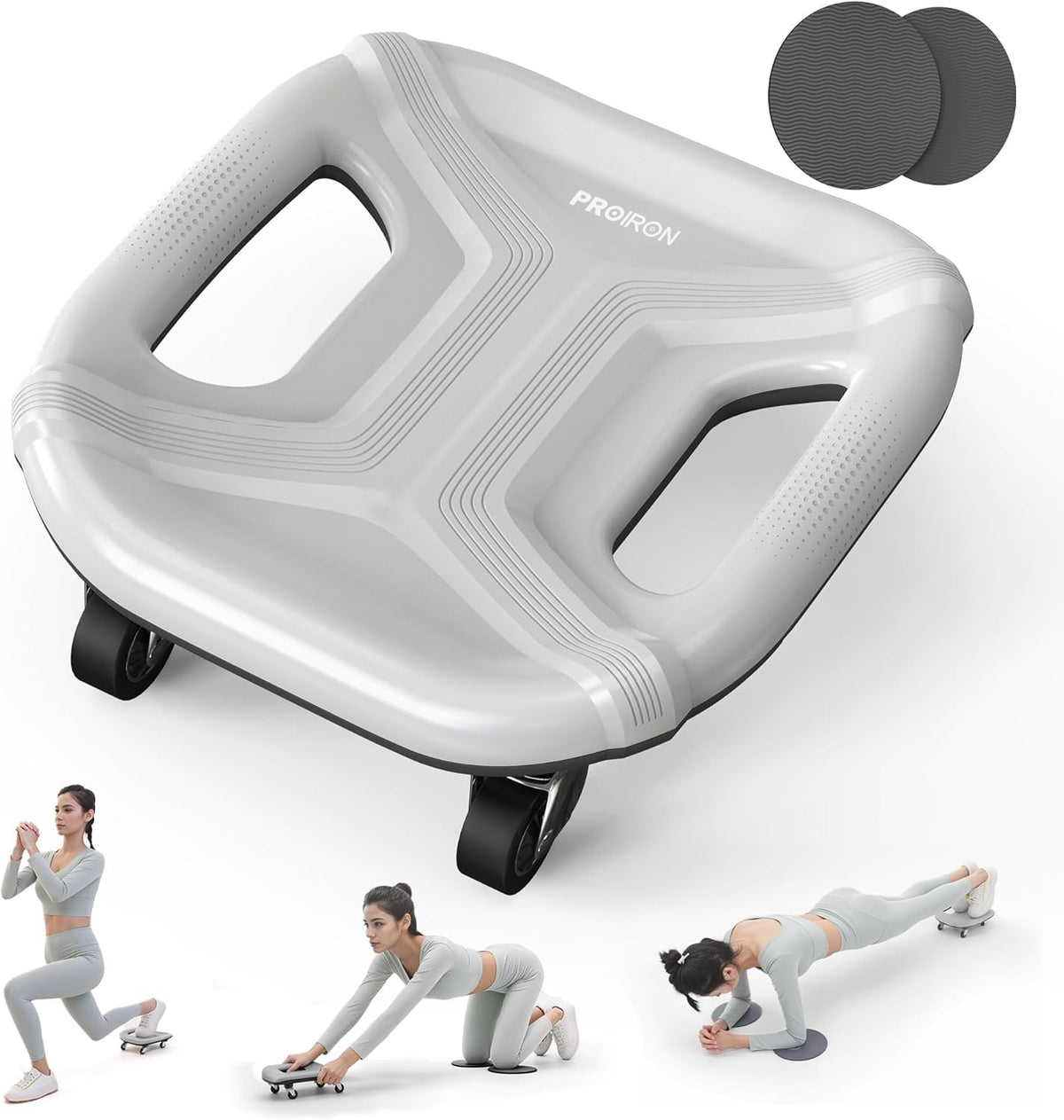 PROIRON ab roller front view showing stability and compact design
