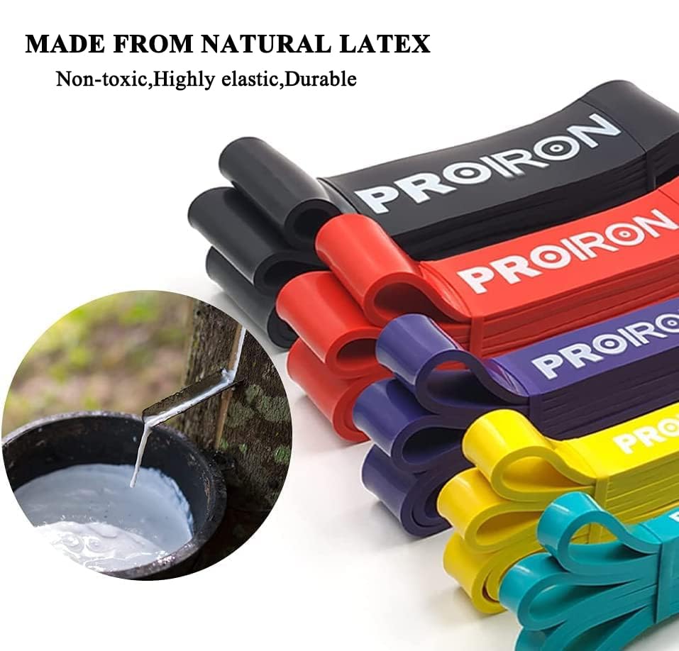 PROIRON folded bands in a bag illustrating portability for travel and on-the-go workouts