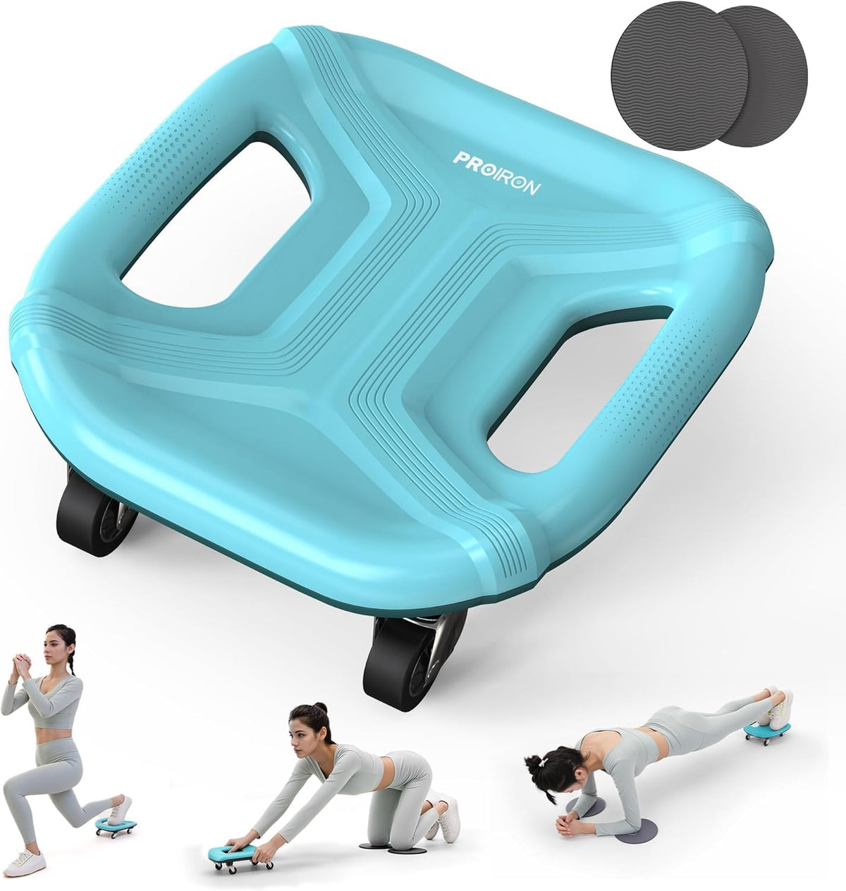 PROIRON front view showing four-wheel base and comfortable grip for stable workouts