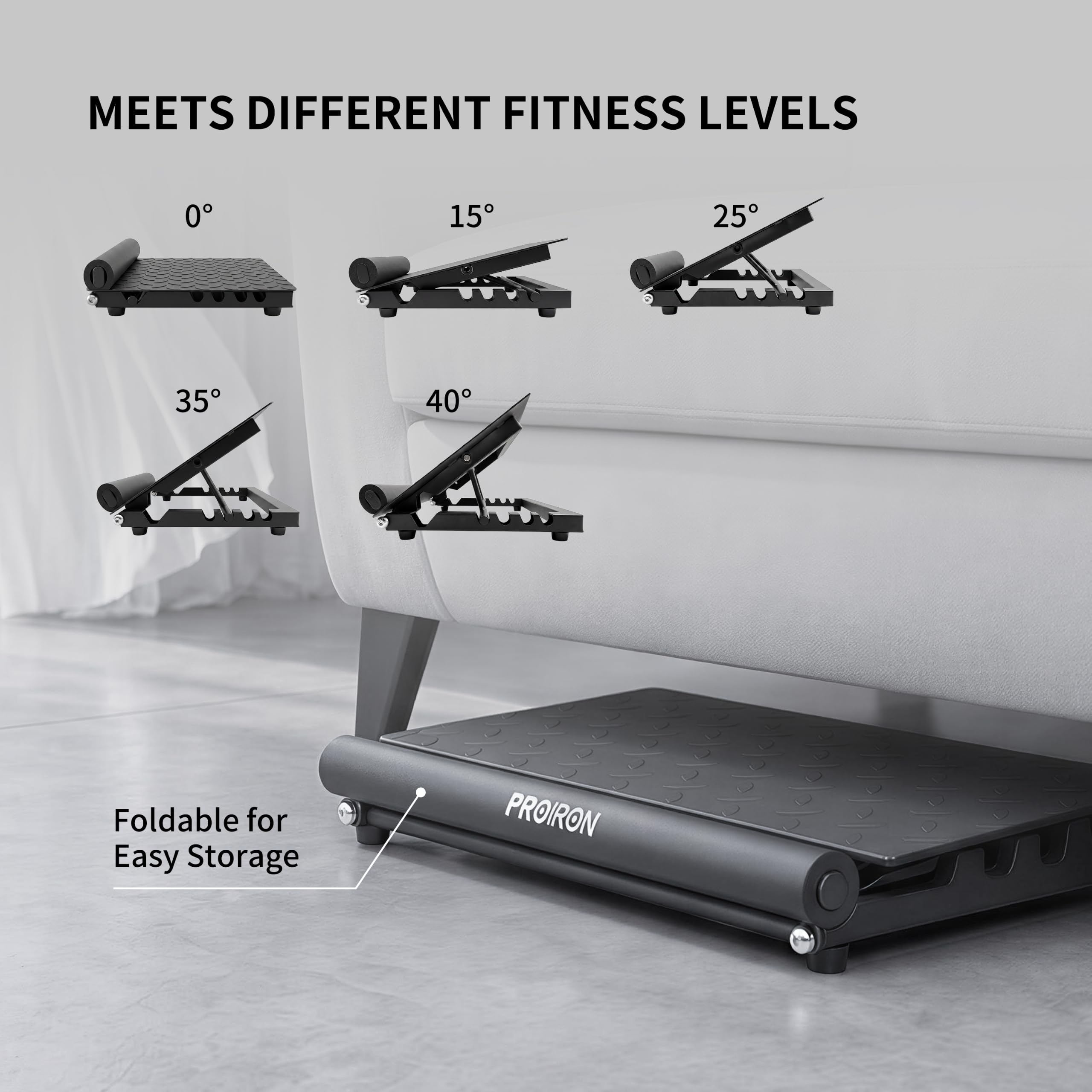 PROIRON board in use for incline squats showing versatility benefit multi-functionality