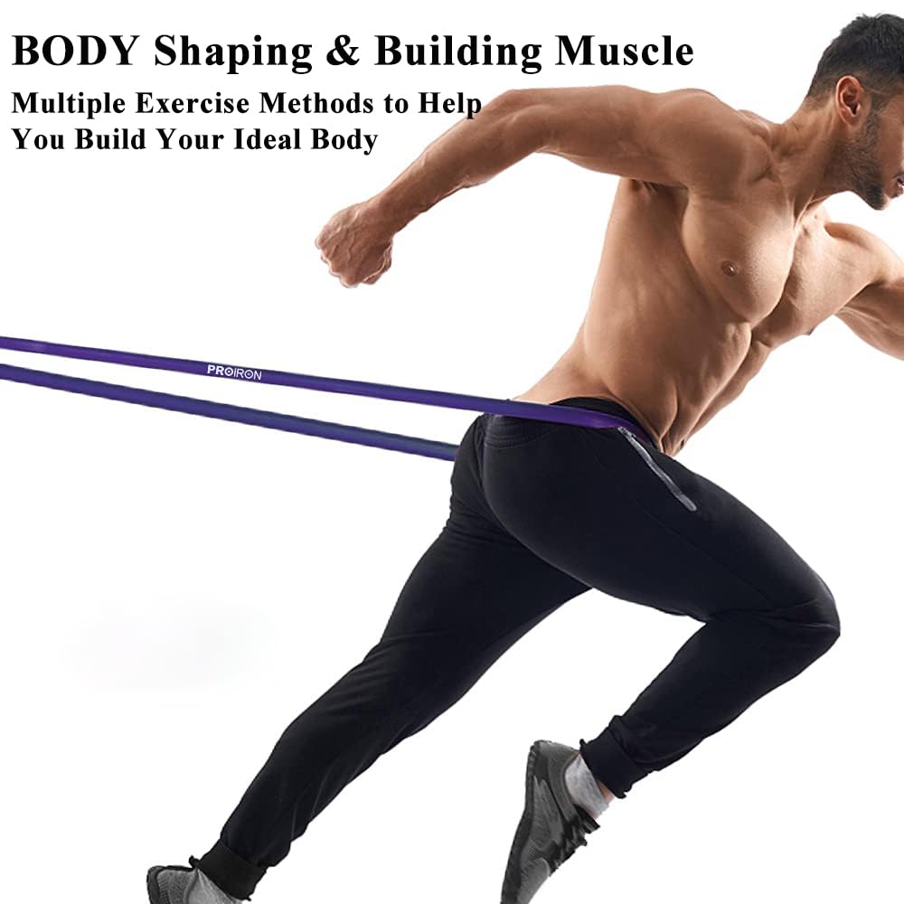 PROIRON band used in a home gym lifestyle scene showing versatile full-body training