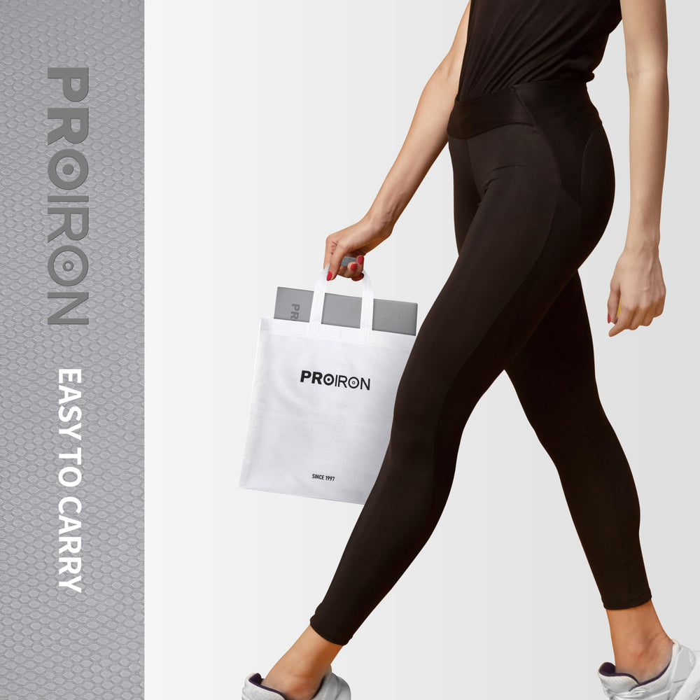PROIRON mat outdoors in yoga pose showing portability and practice anywhere