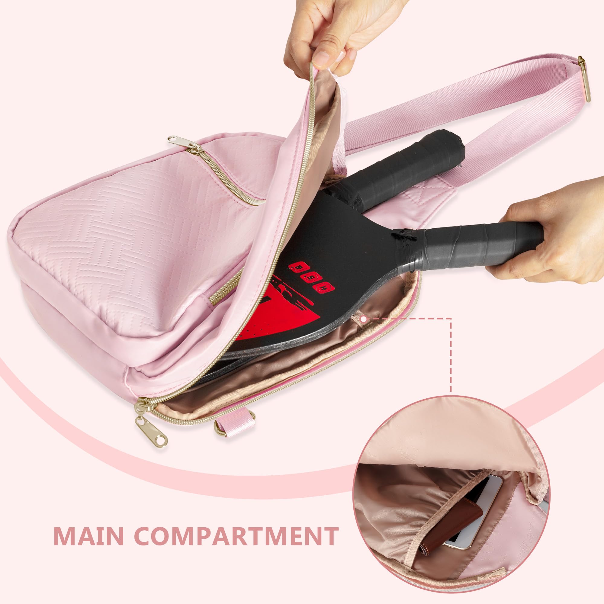Prokva bag open main compartment holding two paddles and valuables