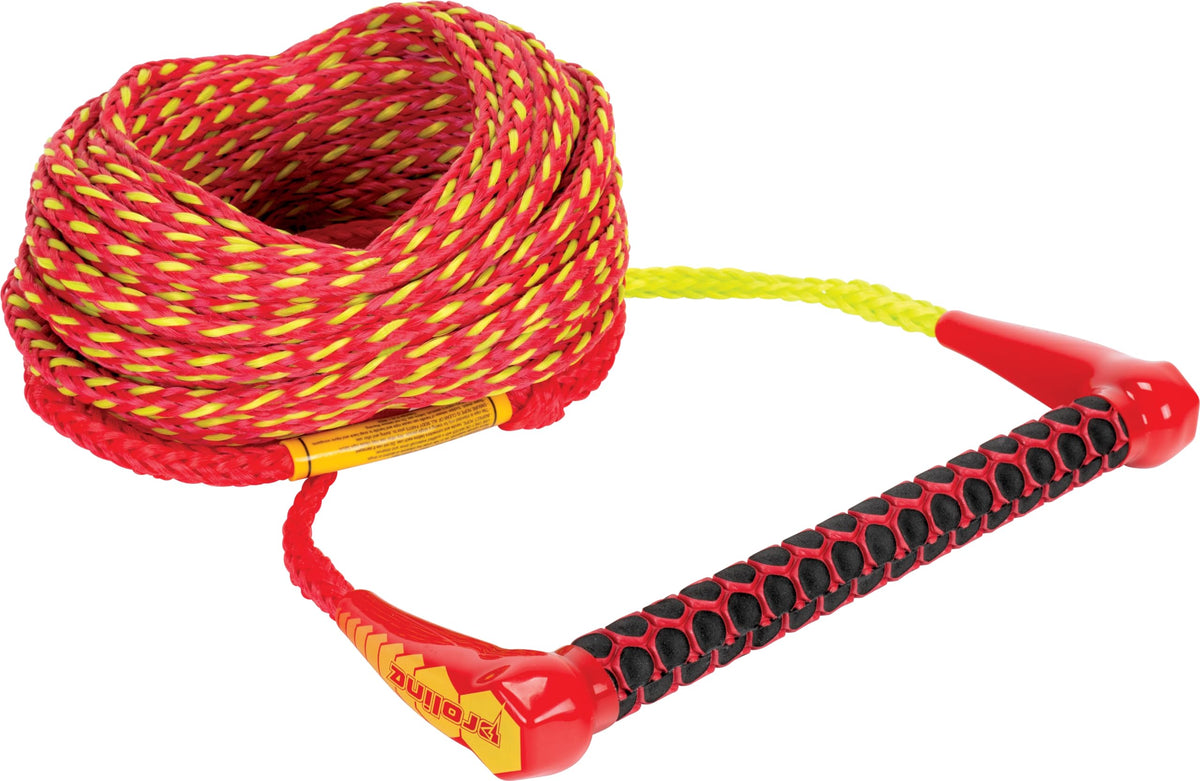 PROLINE front view of 75ft red yellow rope showing bright visibility and flotation benefit