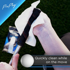 ProPlay packet open to reveal pre-moistened wipes and resealable seal for moisture retention