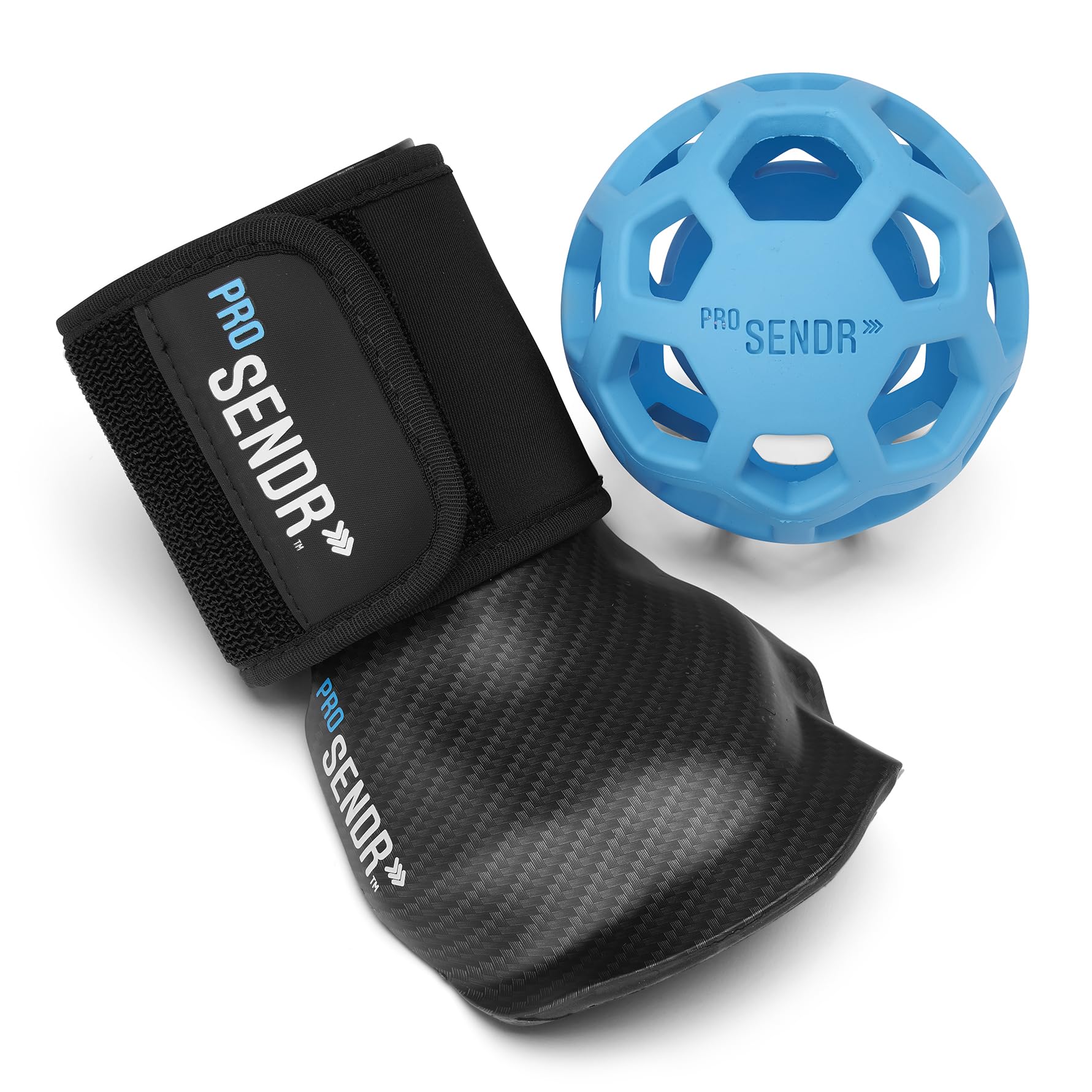 PRO SENDR wrist cradle close-up highlighting carbon-fiber finish and stable feedback
