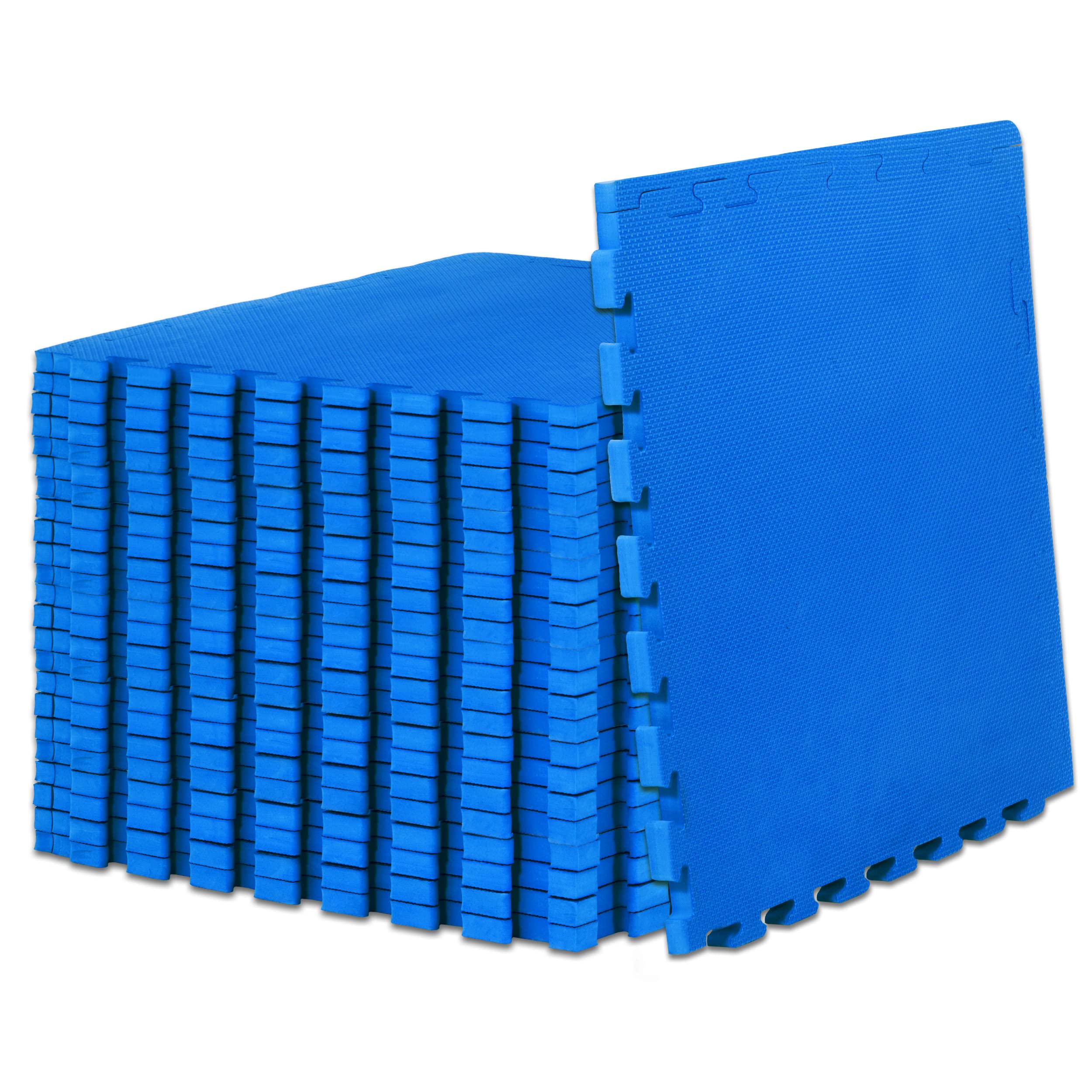 ProSource front view of blue tile set showing packaging and tile count benefit