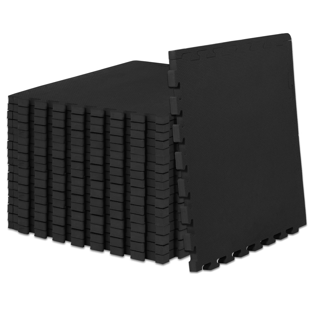 ProsourceFit front view of 18 black tiles showing full kit and coverage benefit