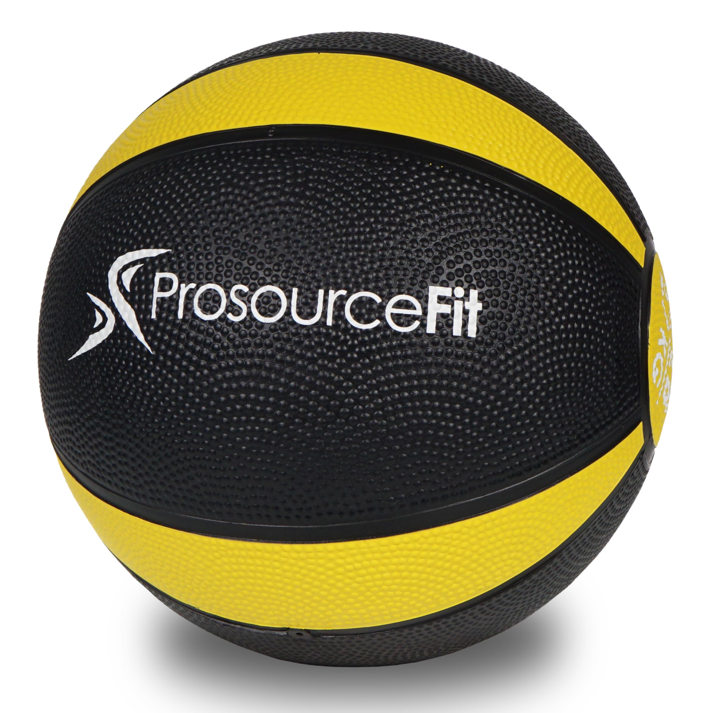 ProsourceFit medicine ball front view showing logo and grip for reliable workouts