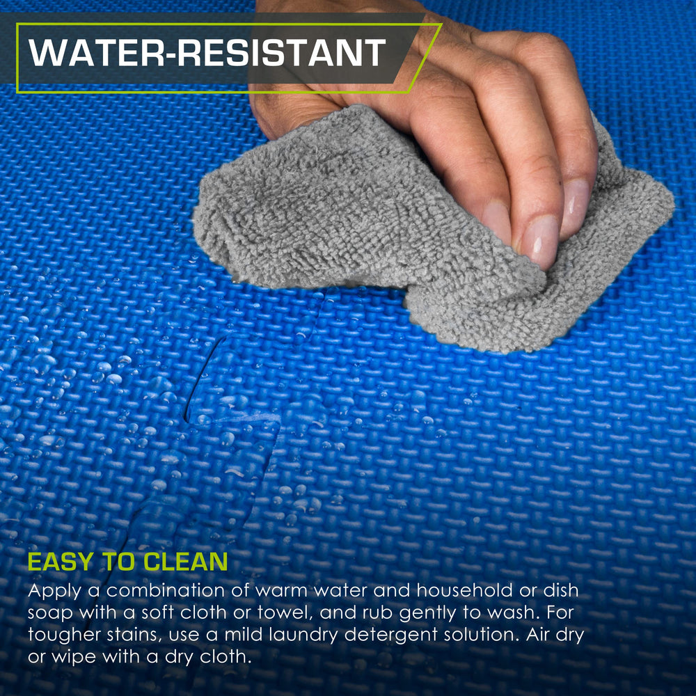 ProSource tiles beside gym equipment showing scale and floor protection benefit