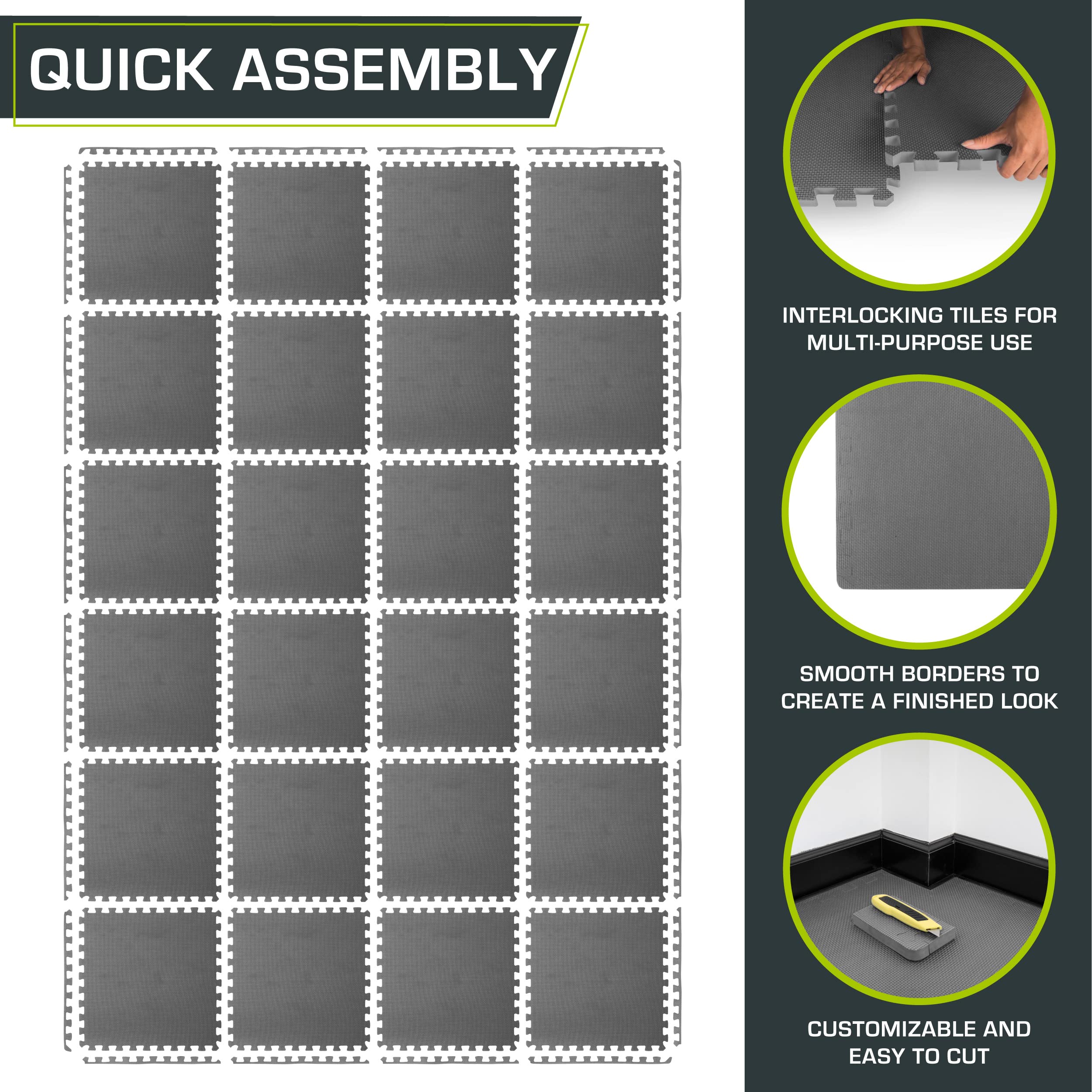ProSource stacked tiles demonstrating portability and compact storage benefit