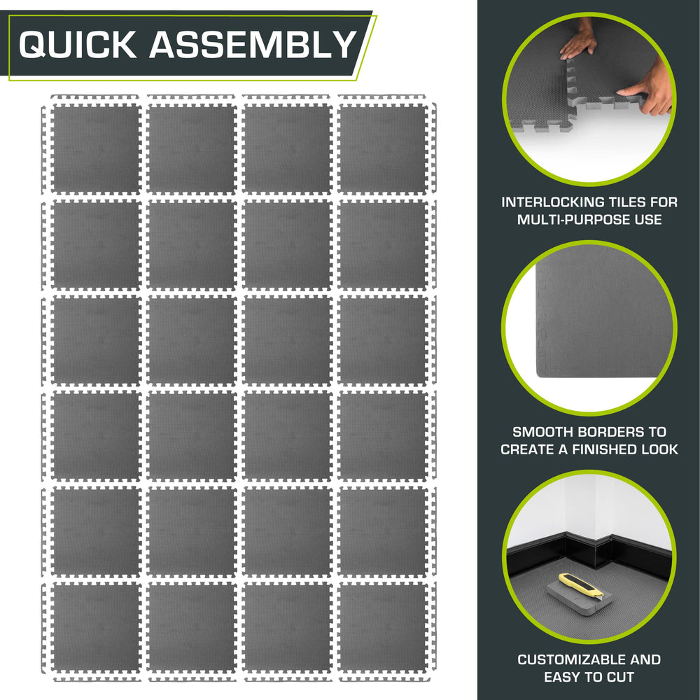 ProSource stacked tiles demonstrating portability and compact storage benefit