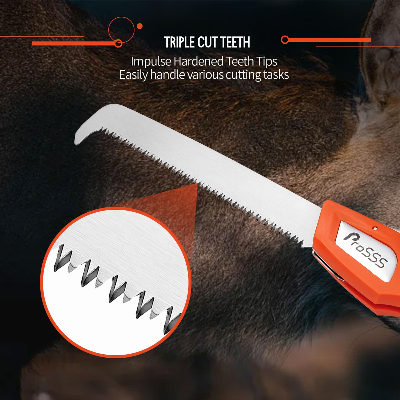ProSSS close-up of 65Mn blade teeth highlighting durable edge retention