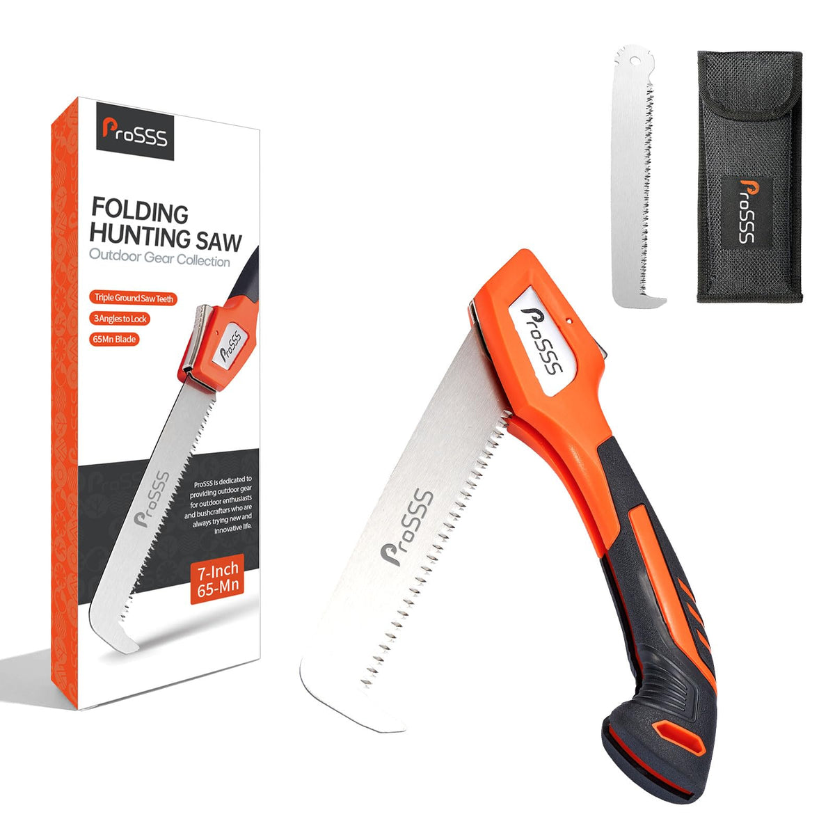 ProSSS folded saw front view showing compact portability and secure closure
