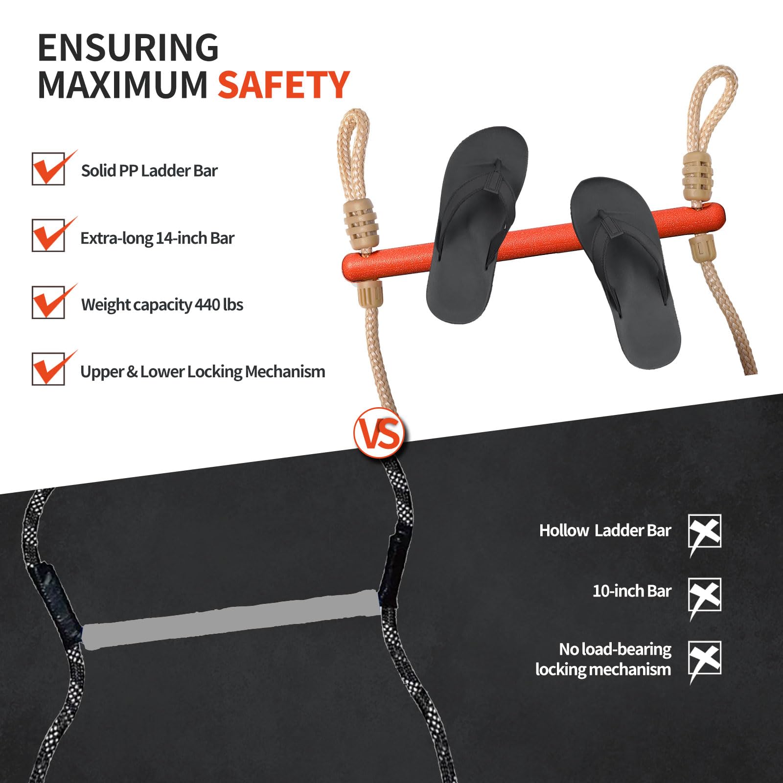 ProSSS ladder next to hand for scale showing lightweight, easy handling