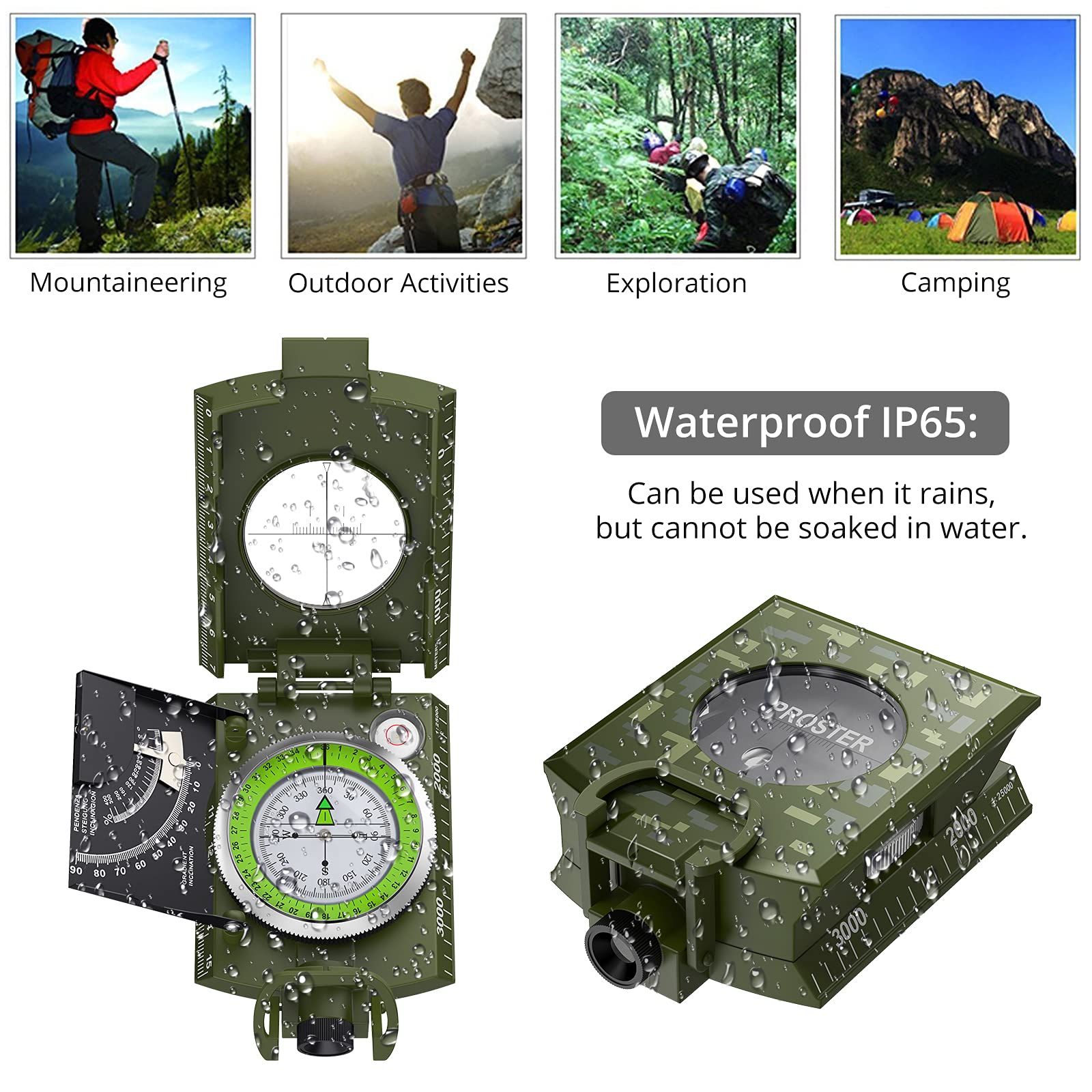 Proster lid open with sighting telescope for precise long-distance bearings