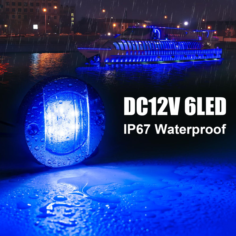 PSDRIQQ close-up of six LED beads and polycarbonate lens illustrating bright, even illumination