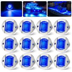PSDRIQQ front view of blue 3-inch marine LED light showing clean bezel and lens for visibility