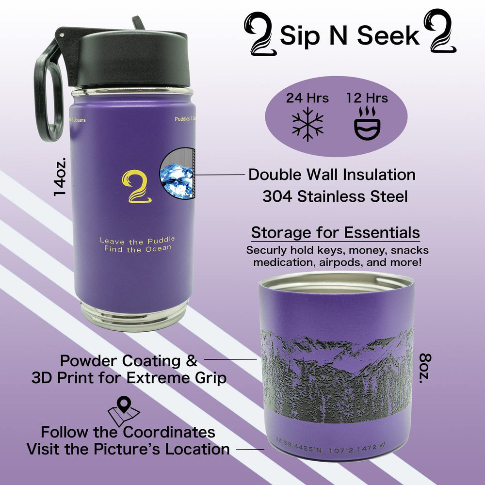 Puddles 2 Oceans three BPA-free lids laid out illustrating versatile leakproof options