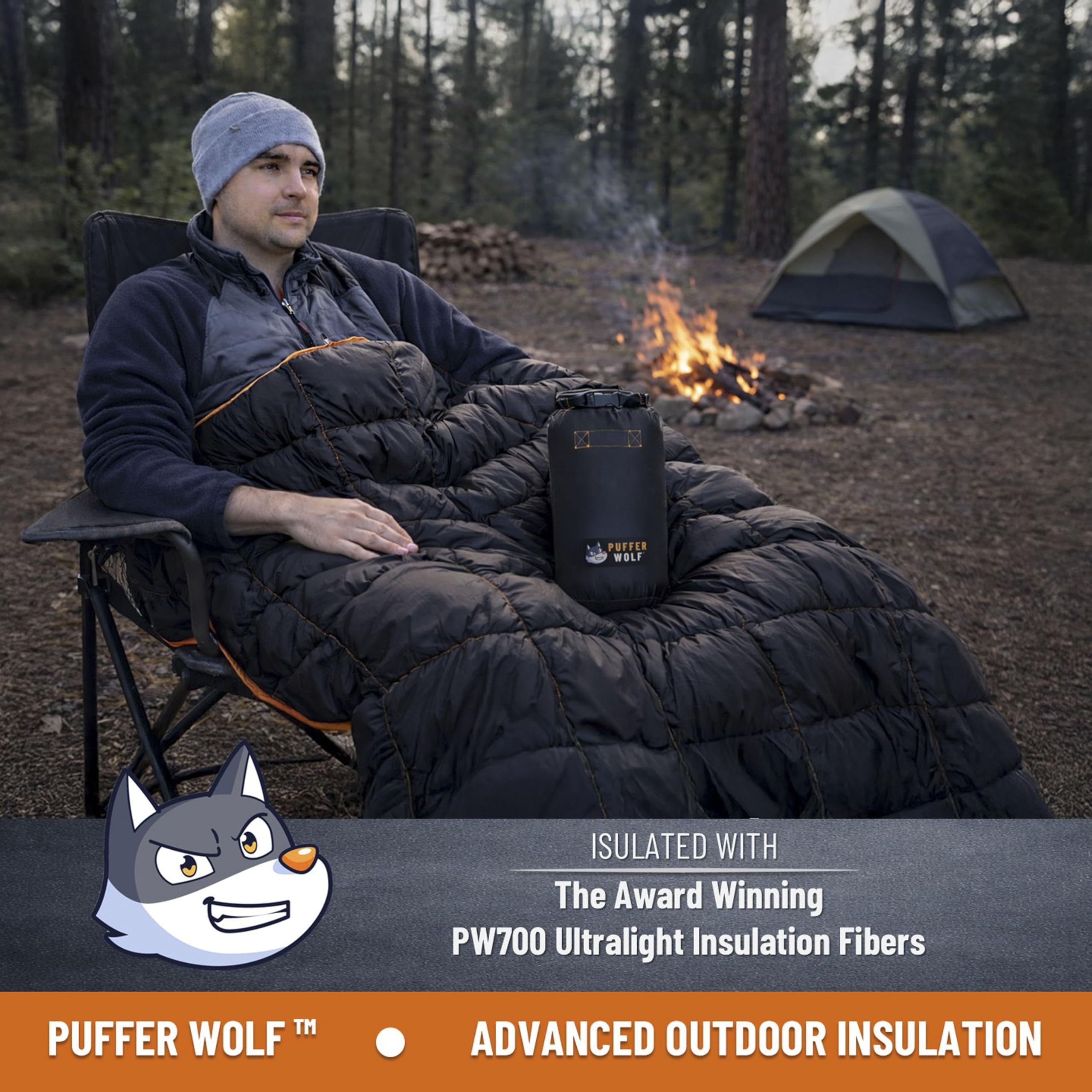 PUFFER WOLF close-up of PW700 loft texture highlighting insulating loft