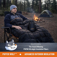 PUFFER WOLF close-up of PW700 loft texture highlighting insulating loft