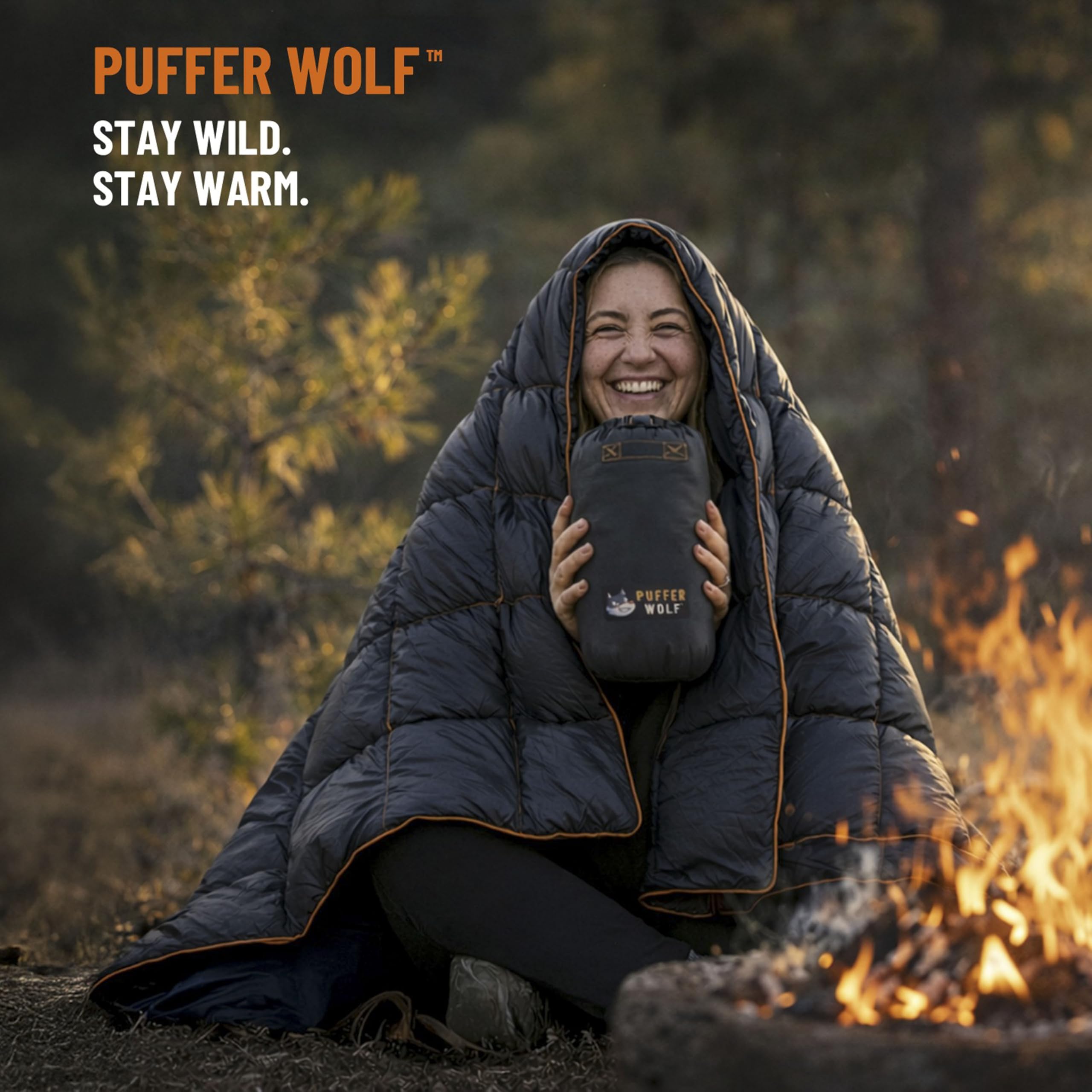 PUFFER WOLF compressed in premium stuff sack for compact travel benefit