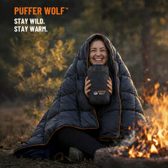PUFFER WOLF compressed in premium stuff sack for compact travel benefit