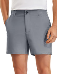 PULI front view grey shorts showing tailored look and versatility