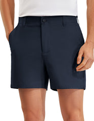 PULI navy shorts front view showing tailored fit and clean finish for versatile wear