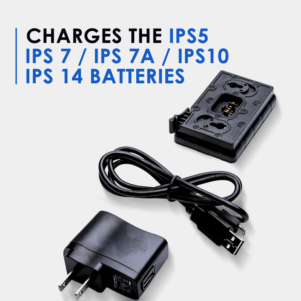 Pulsar charger next to a smartphone for scale to show compact portability