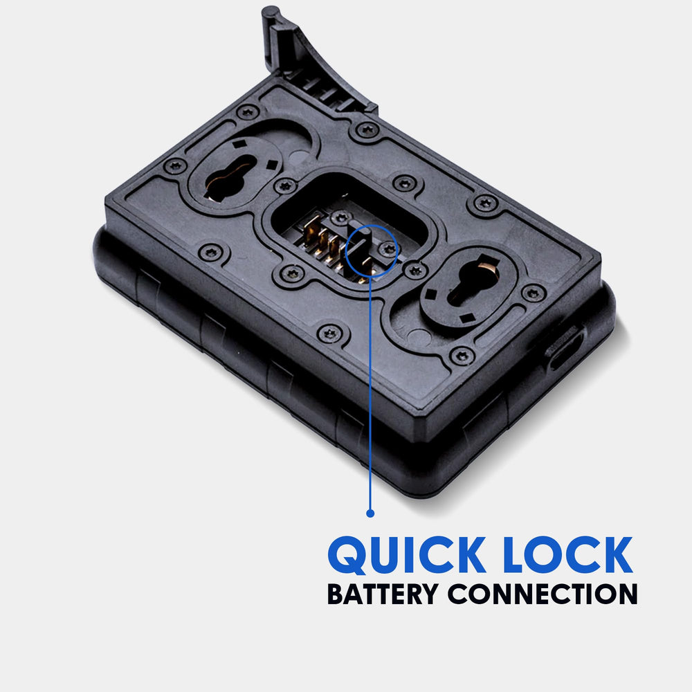 Pulsar charger with B-Pack installed demonstrating secure fit and stable charging