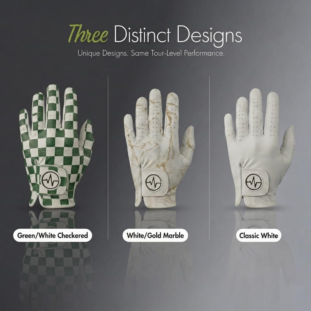 PulseGolf glove on hand for size comparison and true-to-scale fit