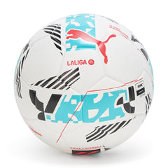PUMA Orbita LaLiga front view showing panel graphics and match-ready design benefit: clear identification for players